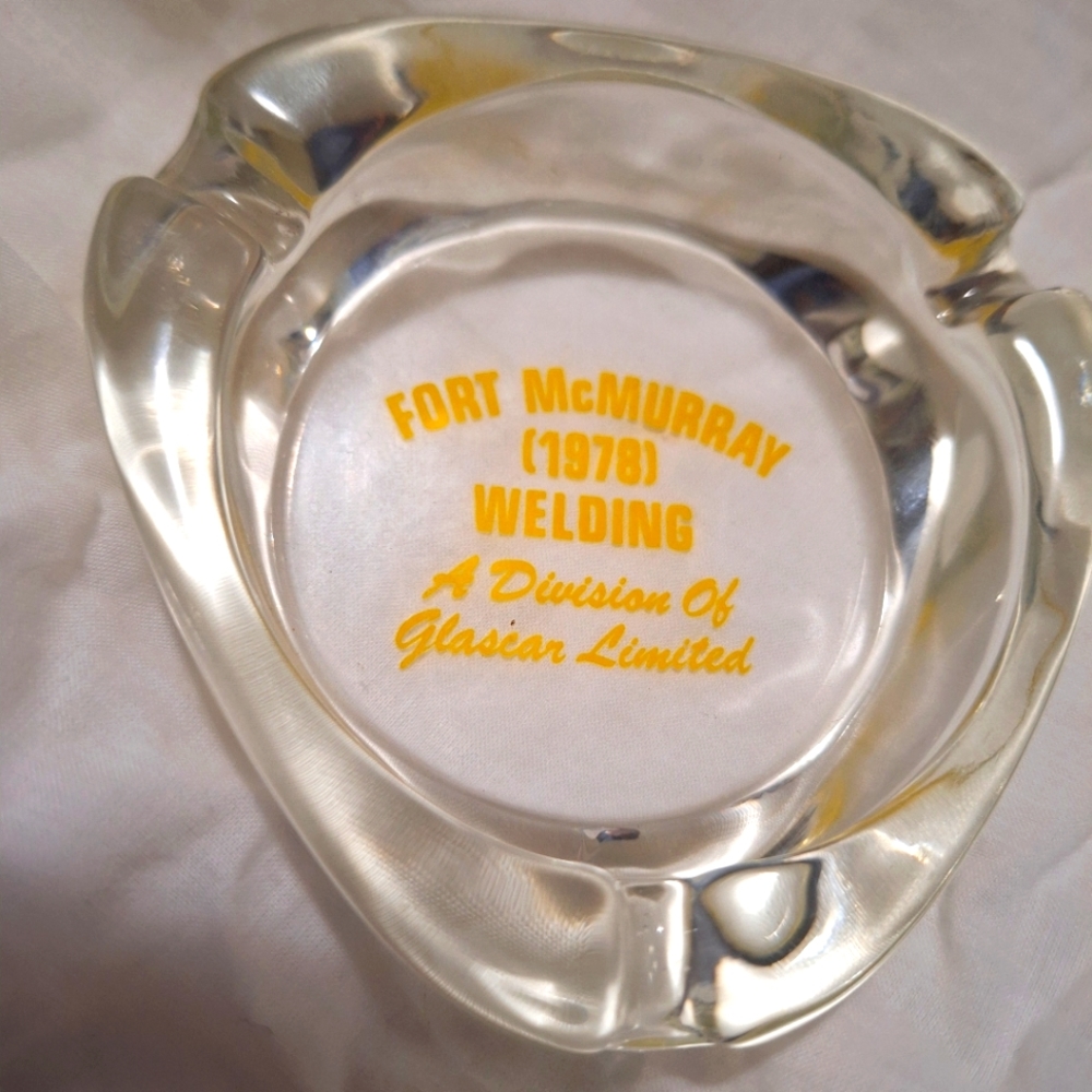 Vintage Ashtray - Trinket Dish 1978 Fort McMurray Welding Glascar Limited